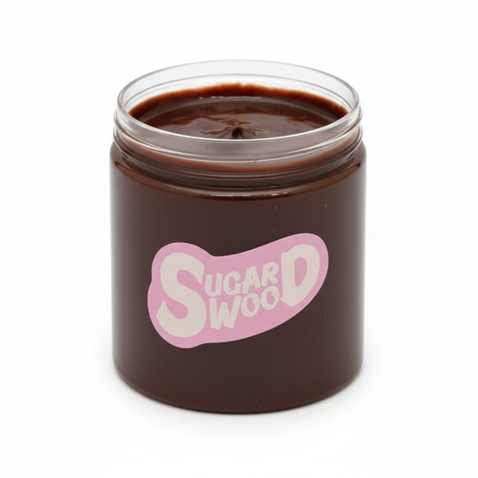 jar of sugar wood chocolate fudge dipping sauce