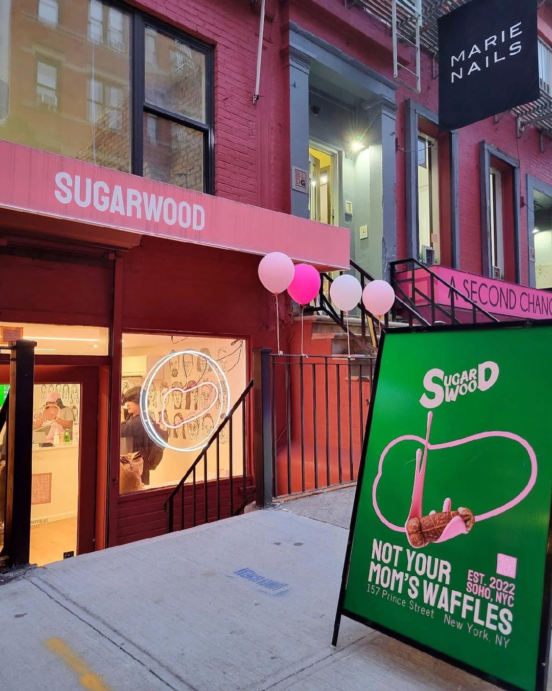 brightly colored awning NYC storefront